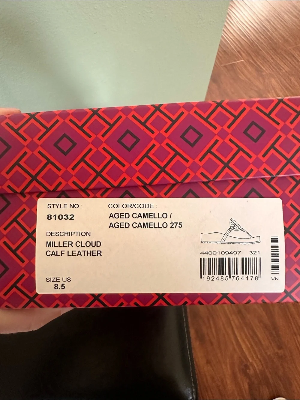 Tory Burch Cognac Leather Logo Thong Sandals